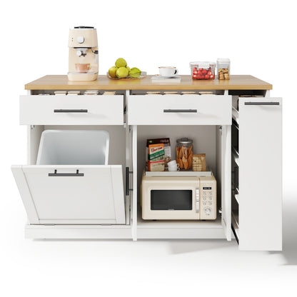 Rolling Cake Island with Foldable Worktop and Cabinet Storage