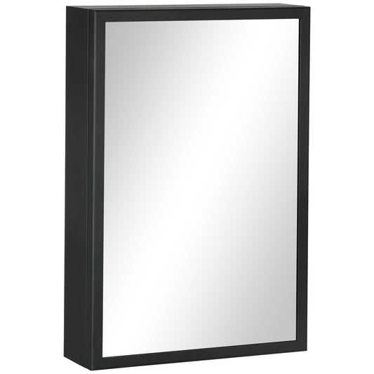 Gigab2b original image - Spiegelschrank, Badezimmerschrank mit 3 Etagen, Medizinschrank, Hängeschrank für Schlafzimmer, Schwarz, 40 x 12 x 60 cm