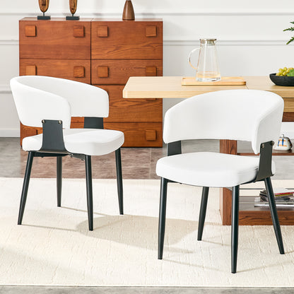 Gigab2b original image - Esszimmerstühle im Mid-Century-Modern-Stil, 2er-Set, Retro-Sessel mit tonnenförmigen Armlehnen und gemusterter Rückenlehne, Küchenstühle aus Kunstleder mit stabilen Beinen für Zuhause und Restaurants