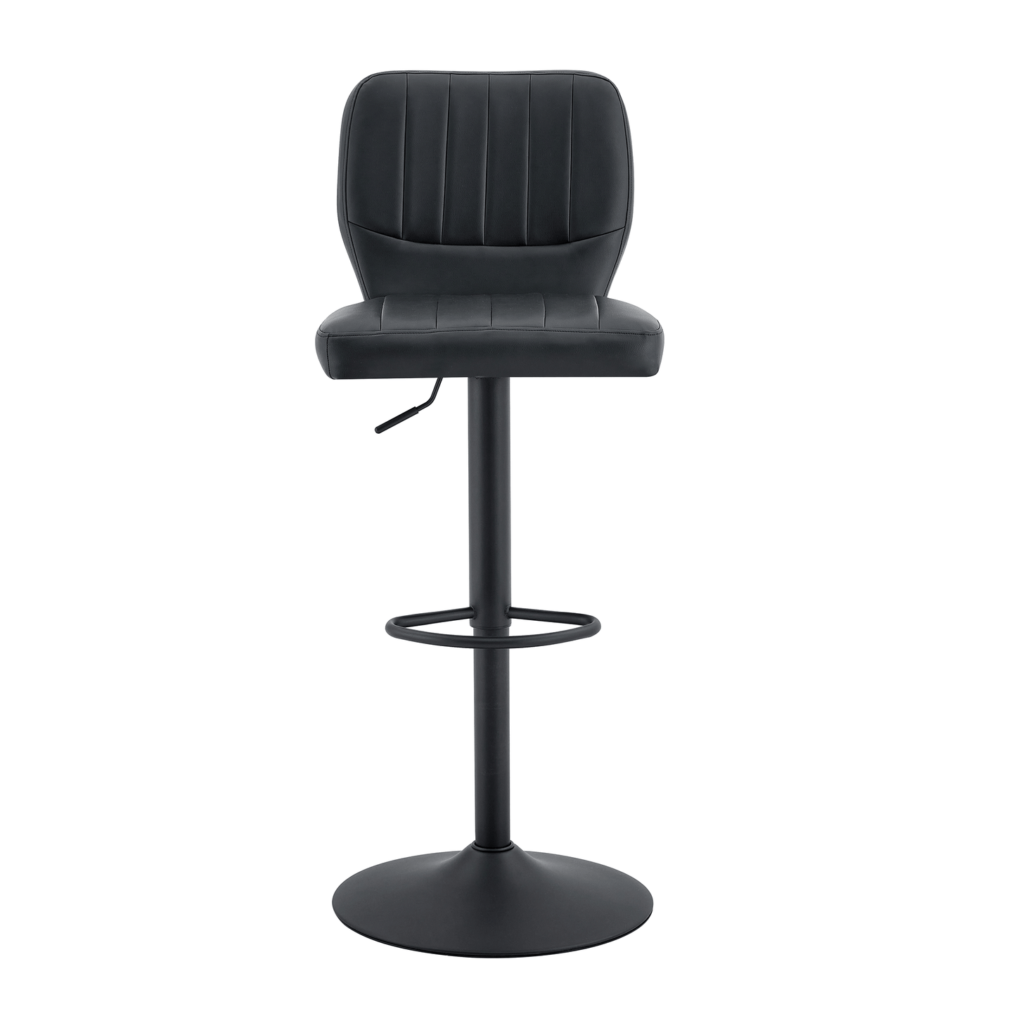 Barhocker höhenverstellbar 62-83cm, 360° drehbarer Barstuhl mit Rückenlehne & Fußstütze, Ergonomischer Küchenhocker aus Kunstleder, belastbar bis 136kg, Schwarz