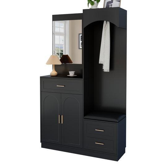 Gigab2b original image - Moderne, Kompaktgarderoben,Garderobenschrank und Schuhschrankkombination, Eingangsschrank, multifunktionales Lagerregal mit Spiegel