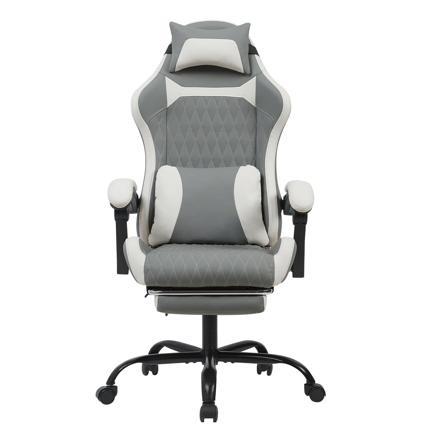 Ergonomischer Gaming-Stuhl mit Lordosenstutze, Nackenstutze & Fußstutze Ermudungsfrei auch bei langem