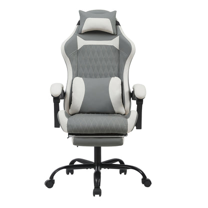 Ergonomischer Gaming-Stuhl mit Lordosenstutze, Nackenstutze & Fußstutze Ermudungsfrei auch bei langem
