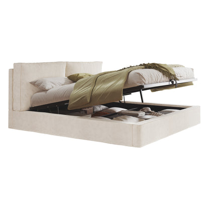 Polsterbett,Doppelbett,180 x 200cm,hydraulisches Funktionsbett,Bett mit Lattenrost, Kopfteil, gepolstertes Kopfteil, Beige, Cord