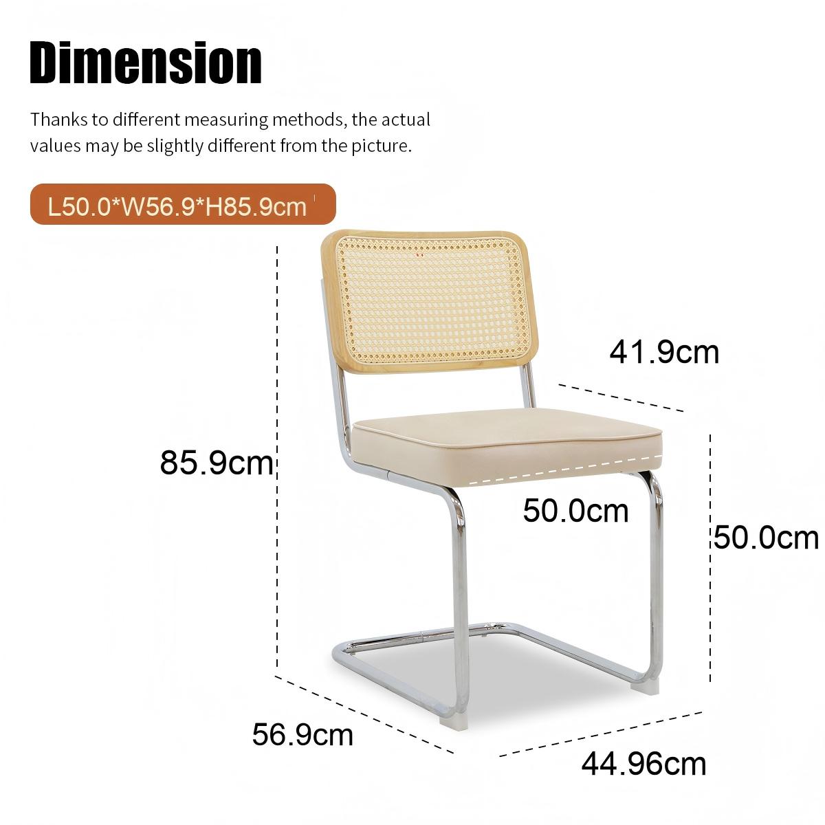 Dining Chairs Set of 2, Velvet Rattan Side Accent Chairs with Chrome Legs, Modern Mid Century Breuer Designed Chairs, Upholstered Dining Living Room Kitchen Chairs