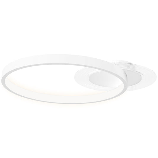 Deckenlampe, Deckenleuchte mit Zwei-Ring-Design, Runde Deckenbeleuchtung für Schlafzimmer Wohnzimmer 50 x 40 x 7,4 cm, Weiß