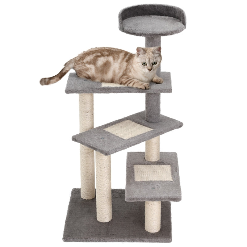 Gigab2b original image - Kletterbaum Katzenbaum Spielbaum Katzenkratzbaum Treppe 5 Schichte Beige Grau 48,5 x 48,5 x 100 cm (LxBxH)