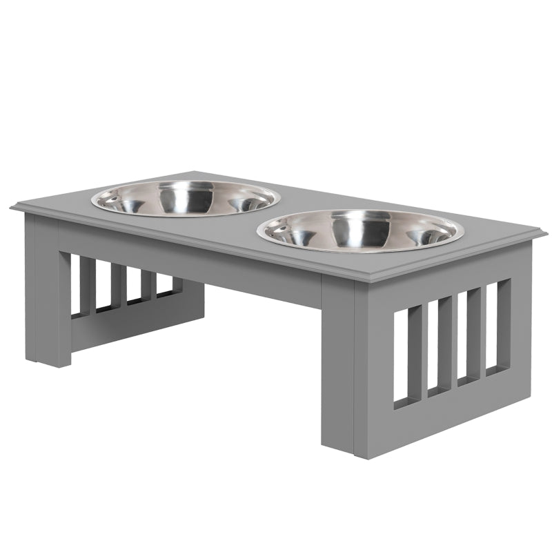 Gigab2b original image - Hunde-Futterstation, rutschfest, 44x24x15cm, Grau, 0,9L pro Napf