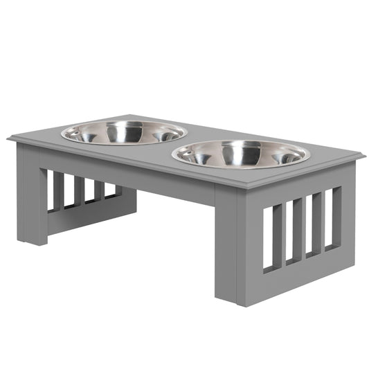 Gigab2b original image - Hunde-Futterstation, rutschfest, 44x24x15cm, Grau, 0,9L pro Napf