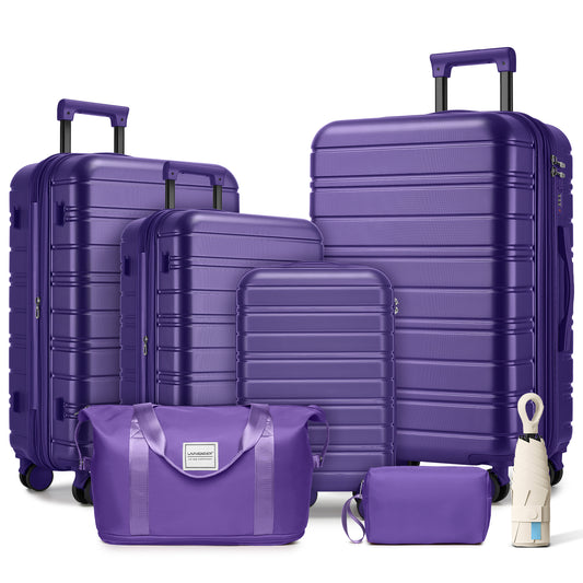Gigab2b original image - Luggage Sets 6 Piece with Duffel Bags, Hardside Expandable Suitcases with Spinner Wheels, Grape Purple