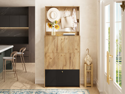 Modern Foldable Shoe Cabinet with Hooks for Hallway Storage