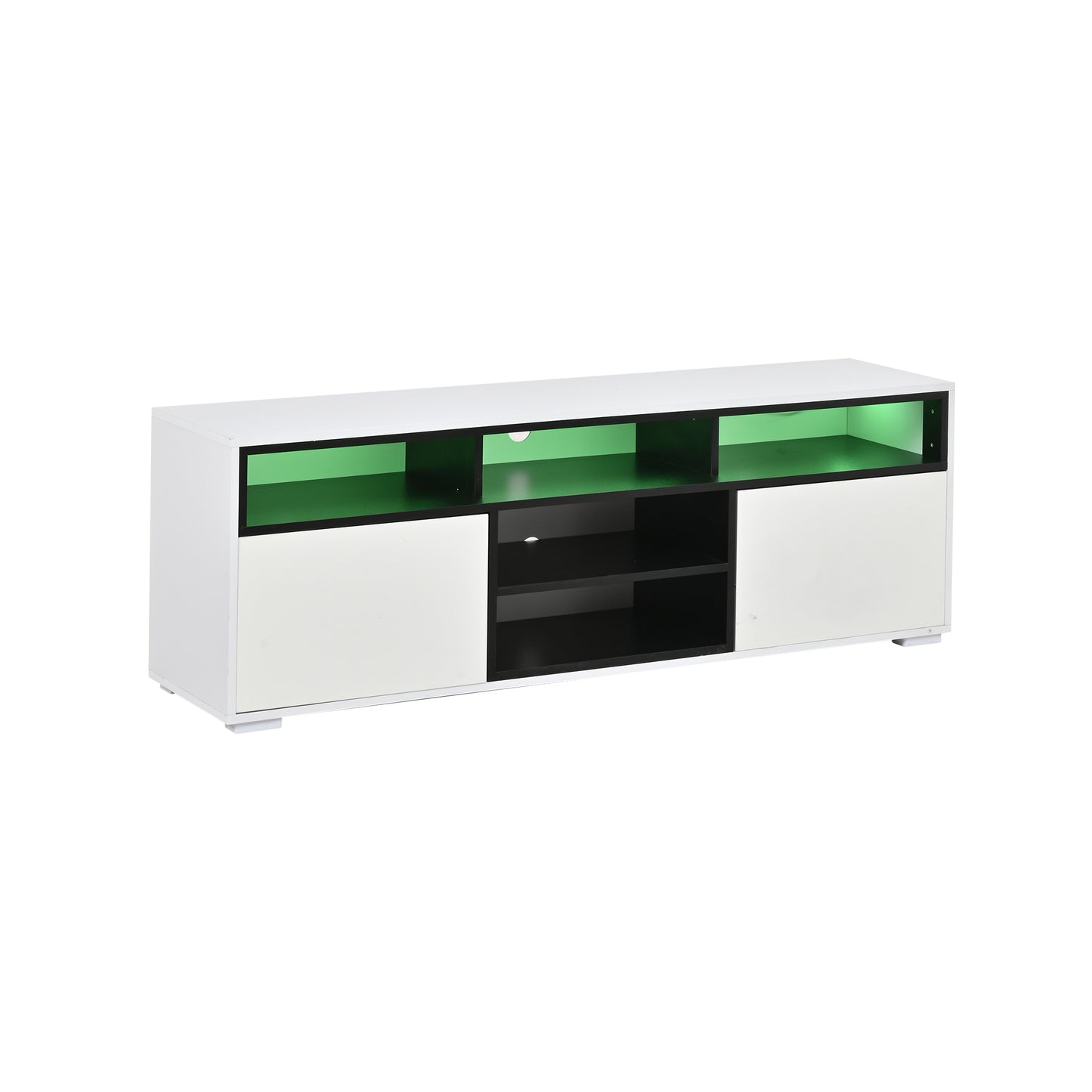 150 × 35 × 50 cm LED-TV-Bank aus Hochglanz-Spanplatte, Modernes Lowboard mit Stauraum für kleine Wohnzimmer,Unterschrank mit zwei Türen,8 Lagerräume,Speziell für kleine Wohnungen konzipiert
