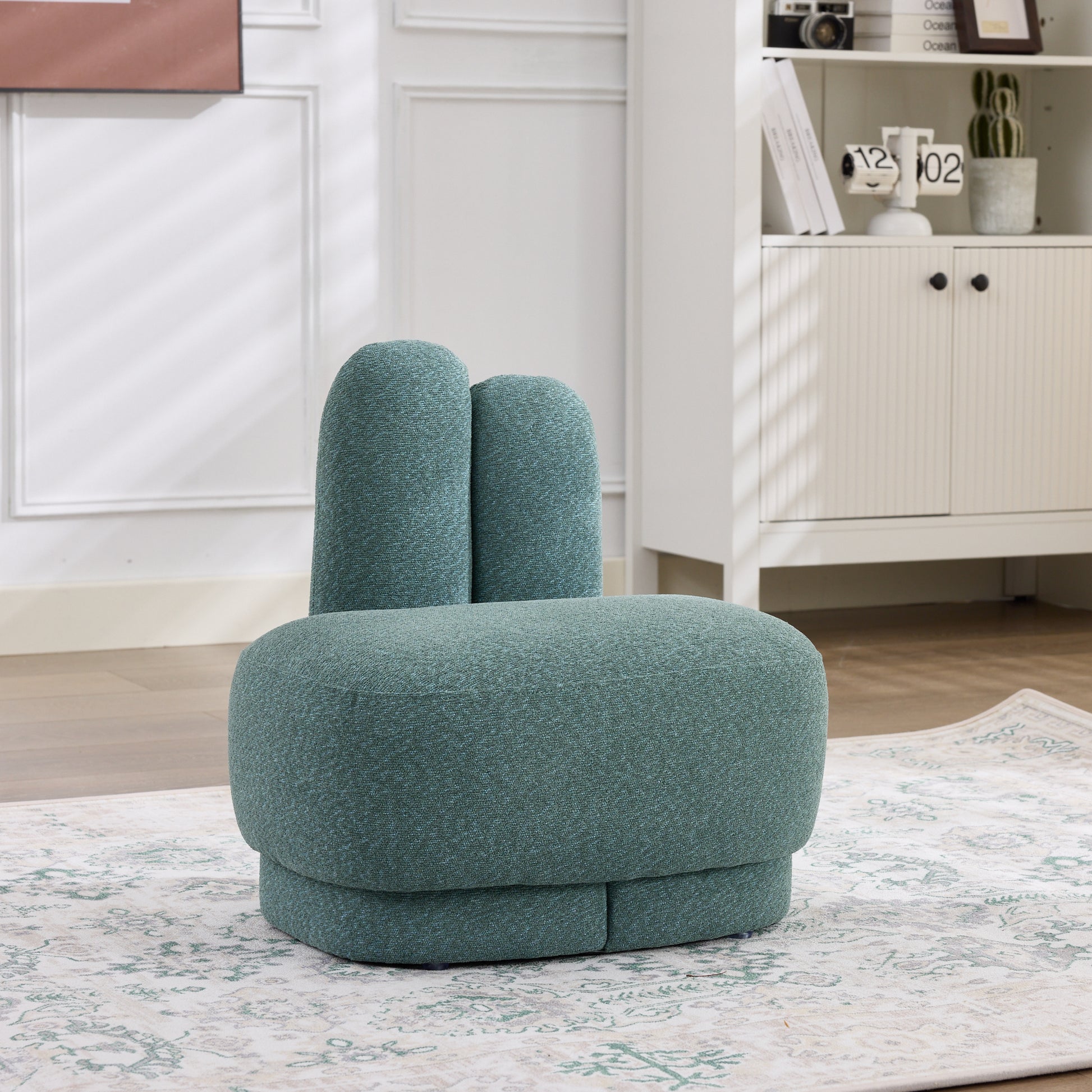 Gigab2b original image - Kuscheliger Bunny-Ear- Stoff-Ottoman-fix gepolsterter Hocker mit niedlichen Ohren, ohne Stauraum, nicht abnehmbar