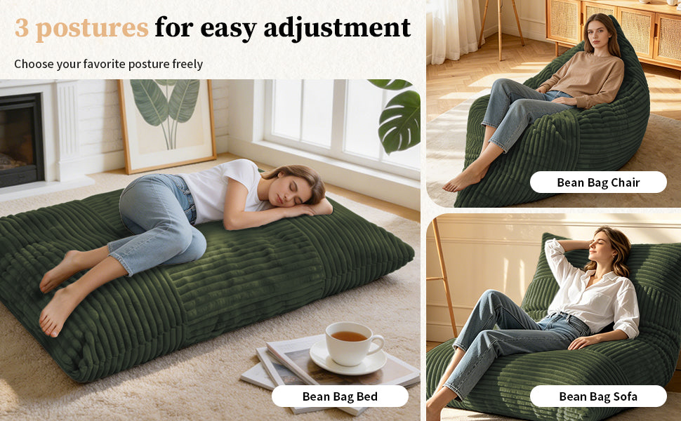 DDY-LVSE Oversized Convertible Bean Bag Chair – Your Cozy Spot for Relaxation & Family Time