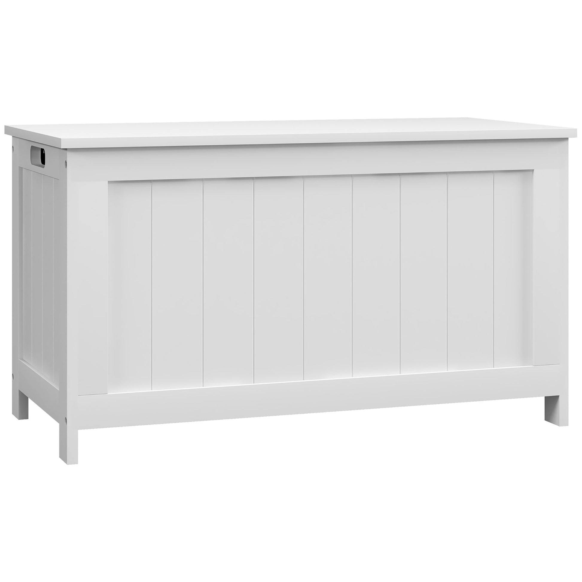 Aufbewahrungsbox Truhe mit Griff und Deckel, 81 x 40 x 46 cm, Gerätebox für Wohnzimmer und Schlafzimmer in Weiß