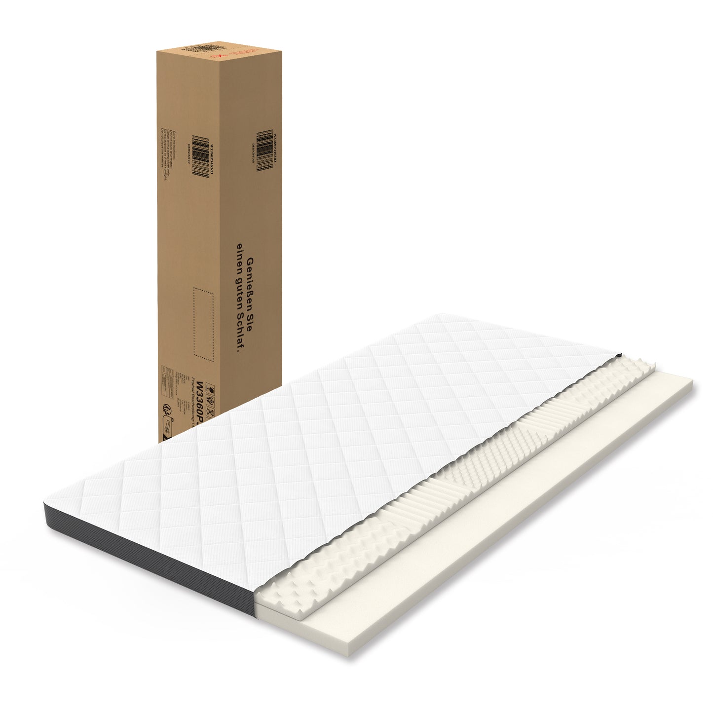 Comfortable mattress H3, medium strength, Oeko TEX  certification, height 7cm, size 90cm × 200cm, made in China, seven zone embossed foam, effectively supporting the waist