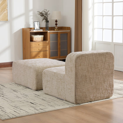 Modulares Kompressionssofa aus Chenille-Stoff, gefüllt mit 30D hochelastischem Schaumstoff. Leicht zu bewegen und mit rutschfestem Boden, ideal für Wohnzimmer und andere Räume-Light Khaki