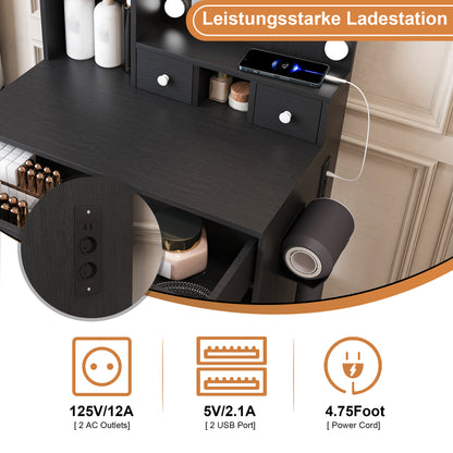 Small Makeup Vanity with Mirror and Adjustable LED Lighting