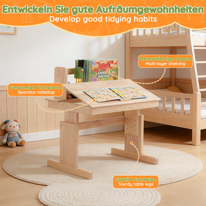 Adjustable Solid Wood Multifunctional Desk for Kids
