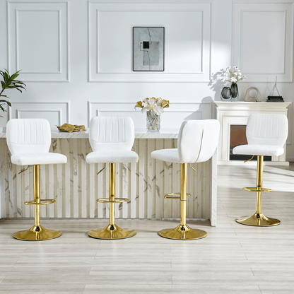 Ergonomic Height-Adjustable Swivel Bar Stool with Backrest and Footrests
