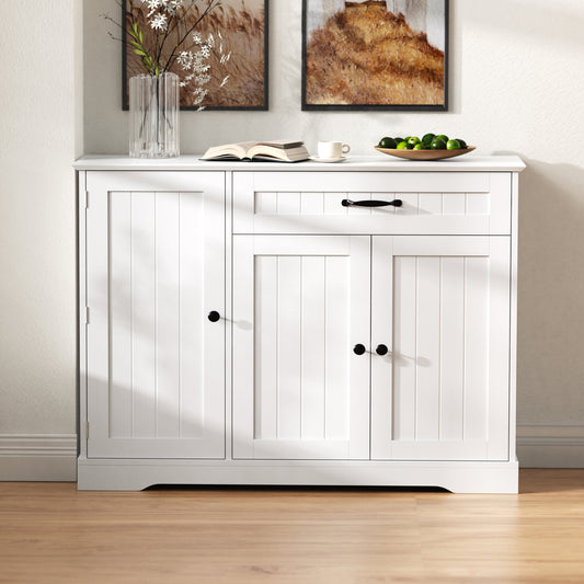 Gigab2b original image - Modernes, elegantes Sideboard mit 3 Türen und einer Schublade, Buffetschrank für Esszimmer, Wohnzimmer und Diele (Weiß)