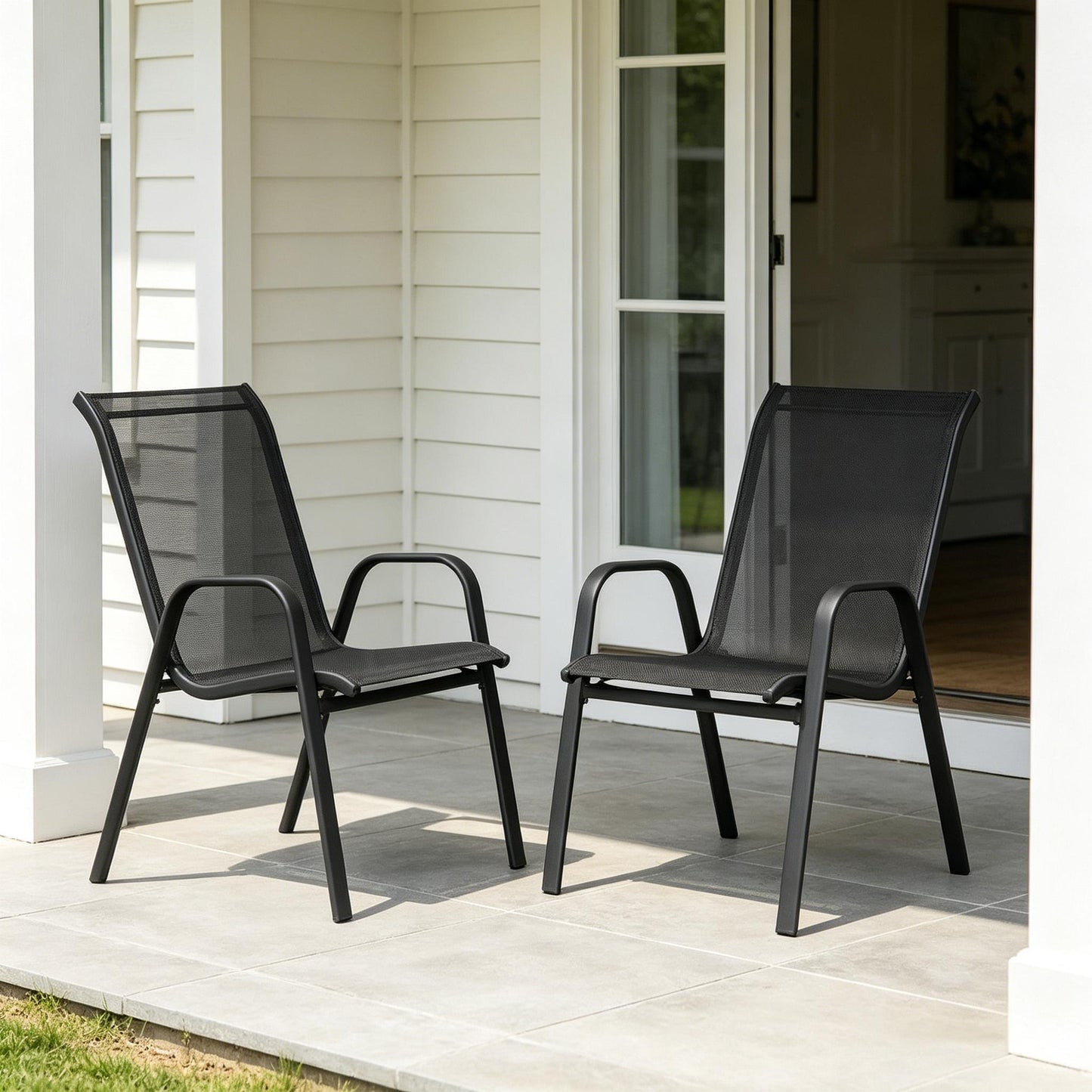 Balkon Chiar,Garten Chiar mit Hohem Rücken,Stapelbarer Stuhl im Freien(nur 2PCS Stühle)