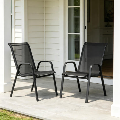 Balkon Chiar,Garten Chiar mit Hohem Rücken,Stapelbarer Stuhl im Freien(nur 2PCS Stühle)