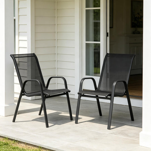 Balkon Chiar,Garten Chiar mit Hohem Rücken,Stapelbarer Stuhl im Freien(nur 2PCS Stühle)