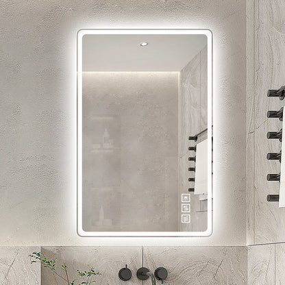 60×100cm Rahmenloser LED Badezimmerspiegel mit Mattierter Frontbeleuchtung, Anti-Beschlag, 3 Lichtfarben, Stufenlos Dimmbar, Memory-Funktion, Horizontal & Vertikal Montierbar, IP44 Wasserdicht
