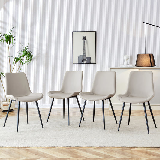 4-teiliger Set Esstischstühle aus Kunstleder: Modernes Design mit breiter Sitzfläche, Rückenlehne & rutschfesten Metallfüßen für Home-Office