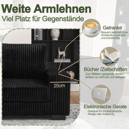 L-formiges Ecksofa 4-Sitzer Sofa, 256 5 x 133 , Klassisches Corduroy, Modulares Design mit Ovalem Hocker, 2