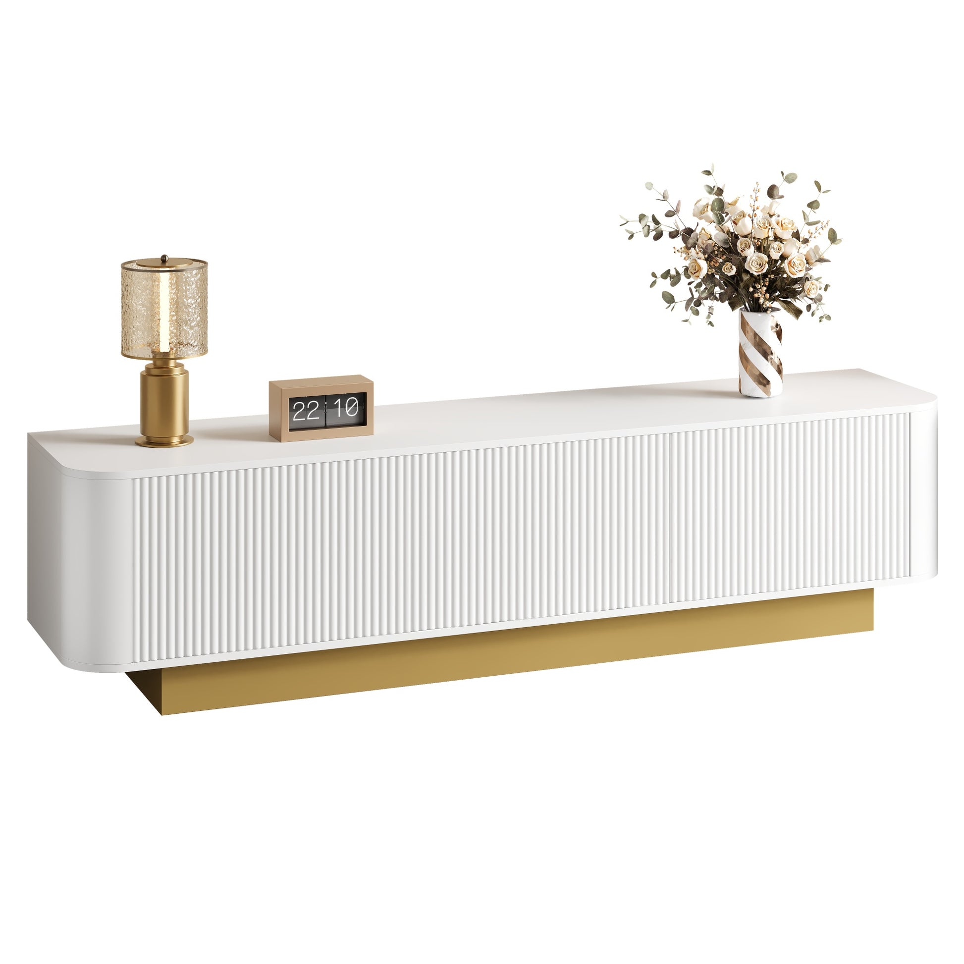 170 cm TV-Lowboard (lang) ｜Modernes TV-Lowboard mit Stauraum – Abgerundetes Design, Kabelmanagement, Texturfront,  –  Medienkonsole Wohnzimmer