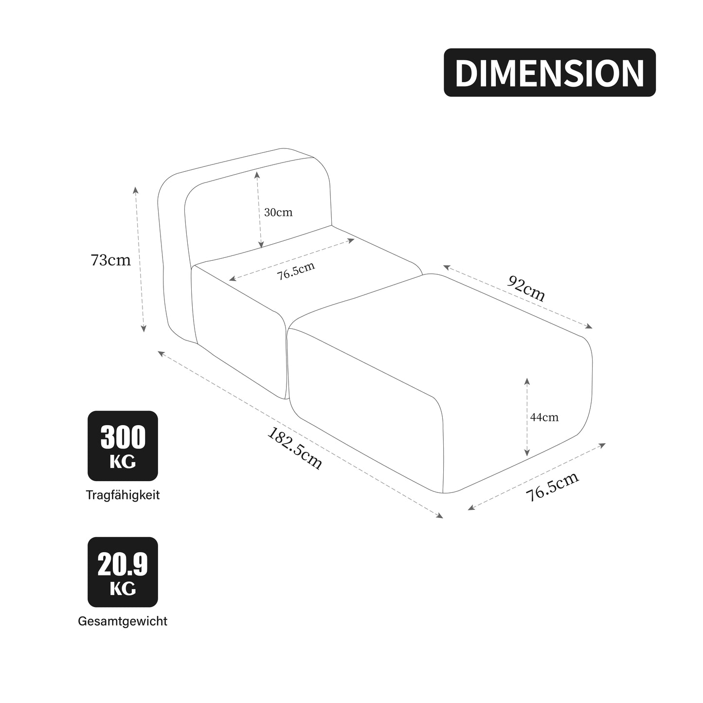 Modulares Kompressionssofa aus Chenille-Stoff, gefüllt mit 30D hochelastischem Schaumstoff. Leicht zu bewegen und mit rutschfestem Boden, ideal für Wohnzimmer und andere Räume-Light Khaki