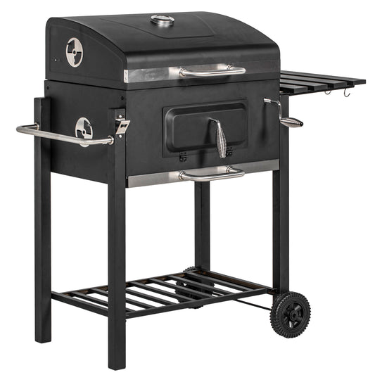 Gigab2b original image - Grillwagen Holzkohlegrill BBQ Standgrill Edelstahl Schwarz 113x65x108cm für Garten & Terrasse