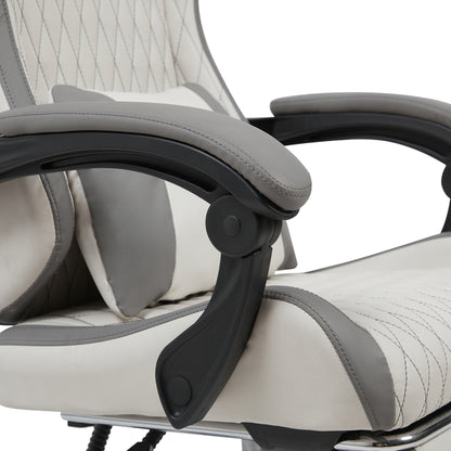 Ergonomischer Gaming-Stuhl mit Lordosenstutze, Nackenstutze & Fußstutze Ermudungsfrei auch bei langem