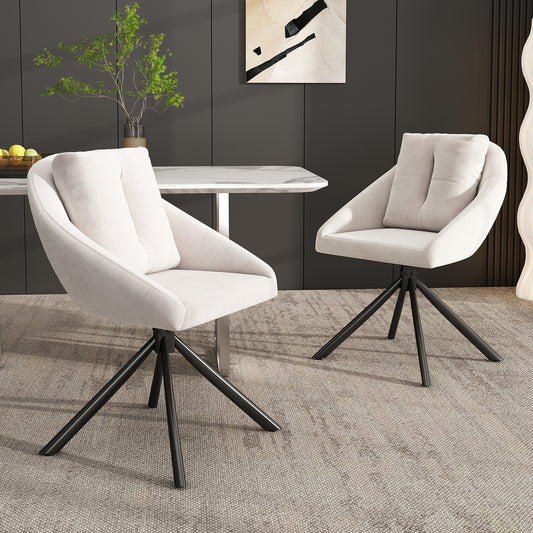 Gigab2b original image - Moderner beiger Samtstuhl, stilvoller und bequemer drehbarer Esszimmerstuhl, atmungsaktiver Samtstoff, ergonomisches Design, eleganter grauer Drehstuhl