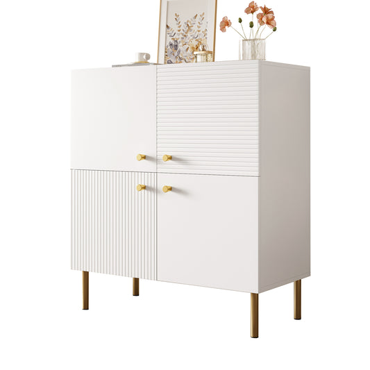 Gigab2b original image - Modernes weißes Sideboard aus MDF mit Zinklegierung-Griffen & Stahlbeinen – Stilvolles Aufbewahrungsmöbel für Wohnzimmer, Schlafzimmer & Flur