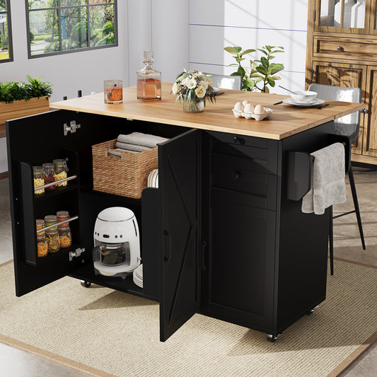 Gigab2b original image - Moderne Kücheninsel, Küchenschrank, buffetschrank, Speisewagen mit Holzmaserung, buffetschrank, Multifunktionale Esstisch mit Speicherraum, Speisewagen mit Snackregalen, schwarz