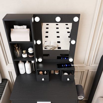Small Makeup Vanity with Mirror and Adjustable LED Lighting