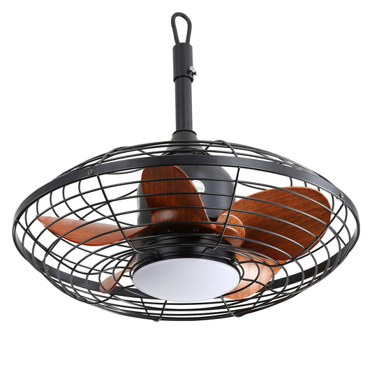 20-Zoll-Deckenventilator mit Downrod-Montage, LED 18W, 3-farbige Lichttemperatur (3CCT), 5 ABS-Flügel, DC-Motor, mit Aufhängung und Haken für Außenbereiche wie Terrassen und Pergolen