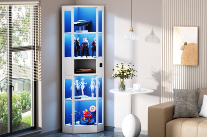 Funfstockige Glasvitrine mit Stauraum, LED-Beleuchtung, Glasturen und intelligenten Sensoren Geeignet fur