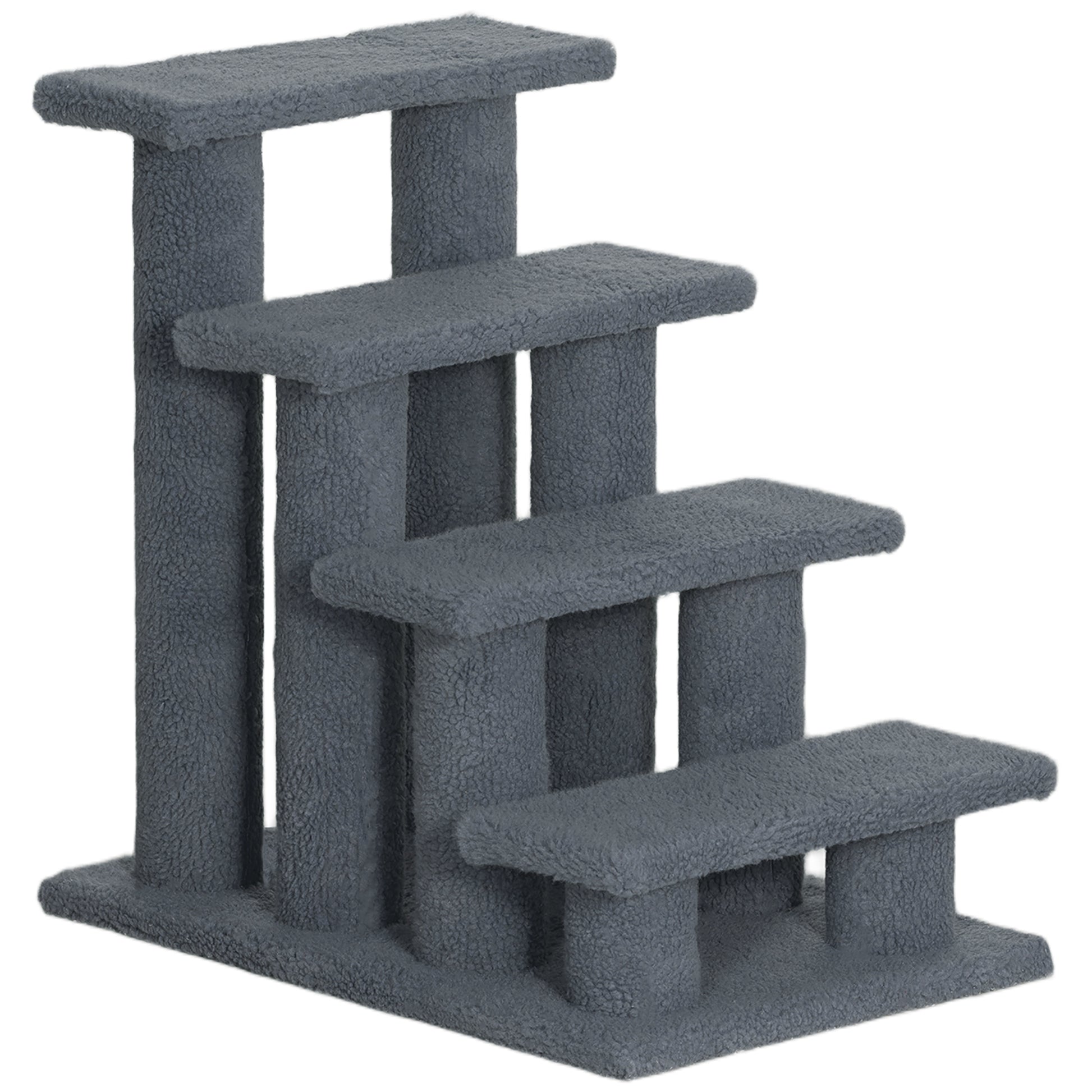 Gigab2b original image - Tiertreppe Katzentreppe Hundetreppe 4 Stufen Grau 63,5x43x60cm für Katzen und Hunde, ideal für Senioren & kleine Tiere