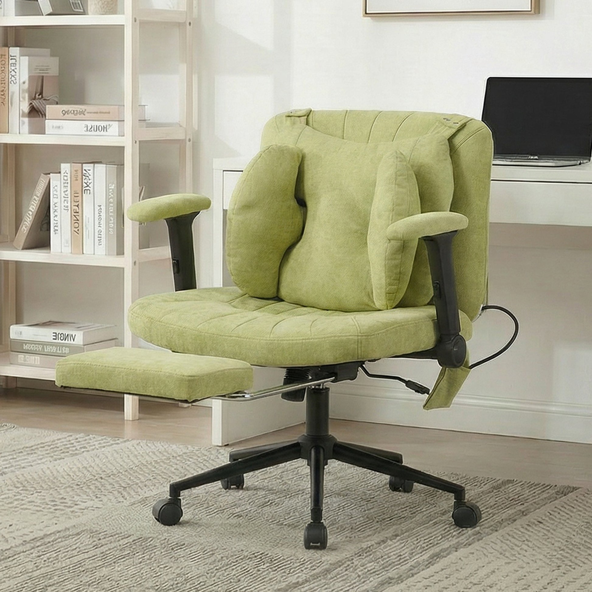 Gigab2b original image - Home office chair, swivel chair, adjustable height desk chair with footrest, load capacity 150kg, gaming chair with armrests, casters, for home office, green