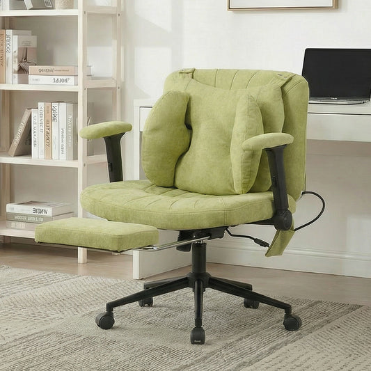 Gigab2b original image - Home office chair, swivel chair, adjustable height desk chair with footrest, load capacity 150kg, gaming chair with armrests, casters, for home office, green