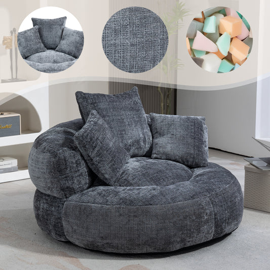 Gigab2b original image - Lazy Sofa Durable Komfort Lounger hohen Rücken Sitzsack Stuhl Couch mit drei Kissen für Erwachsene und Kinder, Indoor & Outdoor, Single Gaming Sofa Stuhl für Schlafzimmer, Büro (Gray Chenille)
