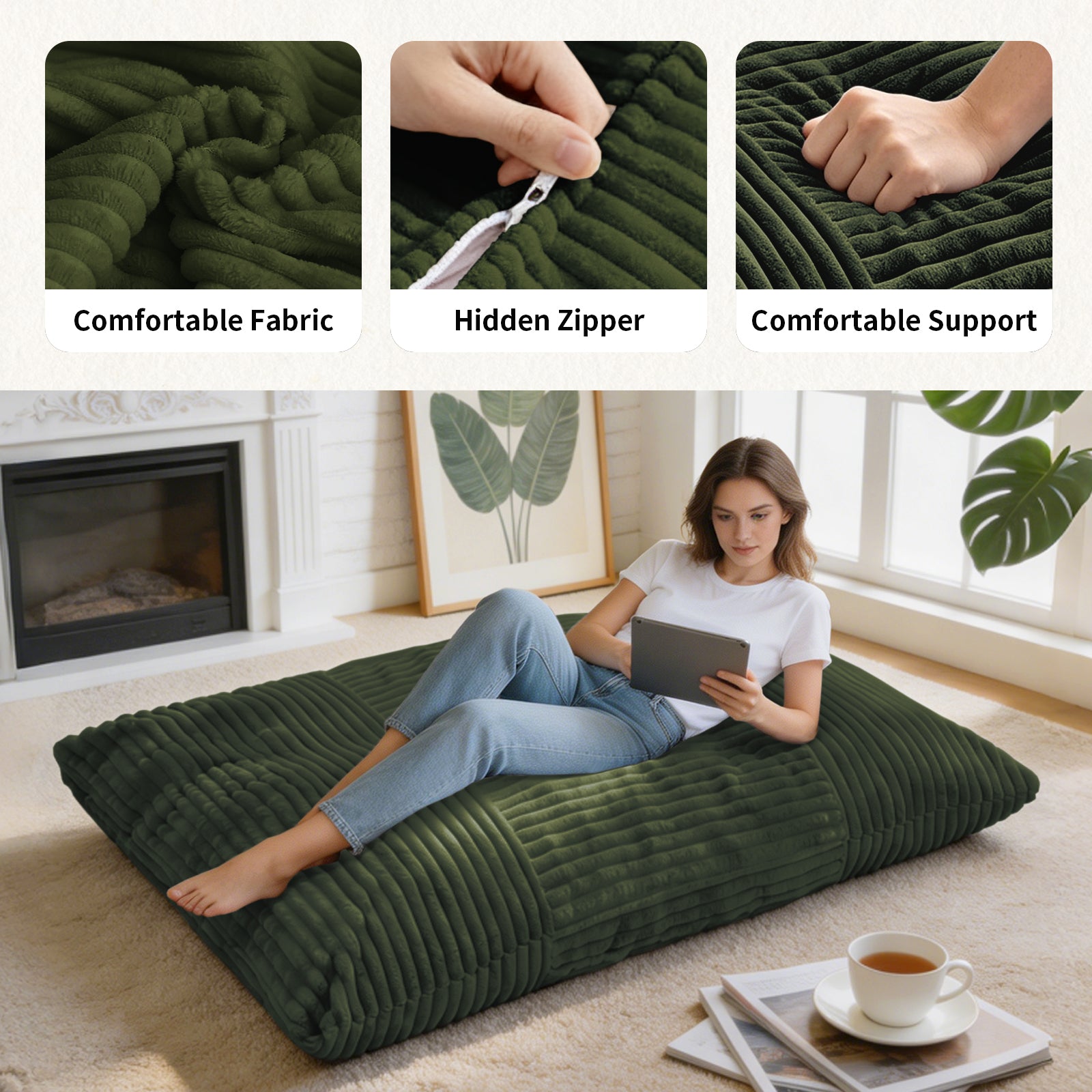 DDY-LVSE Oversized Convertible Bean Bag Chair – Your Cozy Spot for Relaxation & Family Time