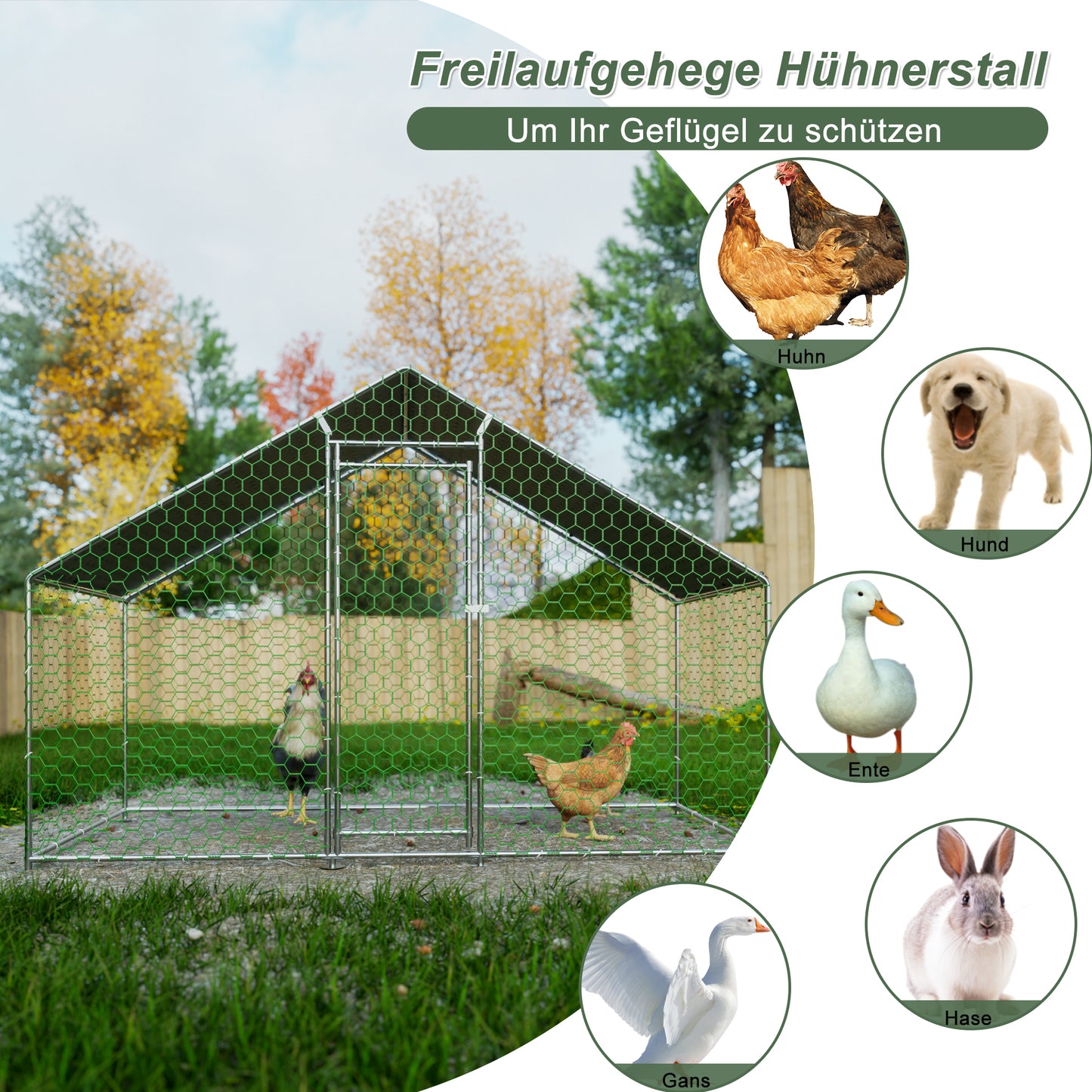 Waterproof Chicken Coop and Run with Safety Lock
