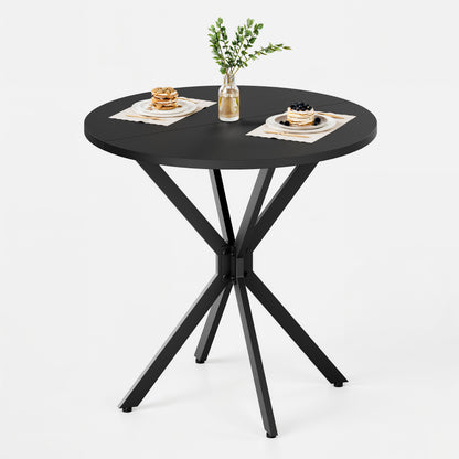 Runder Tisch mit X-Beinen, 80 cm - Küchen- und Esstisch für Homeoffice, Balkon oder als Couchtisch - Schwarz