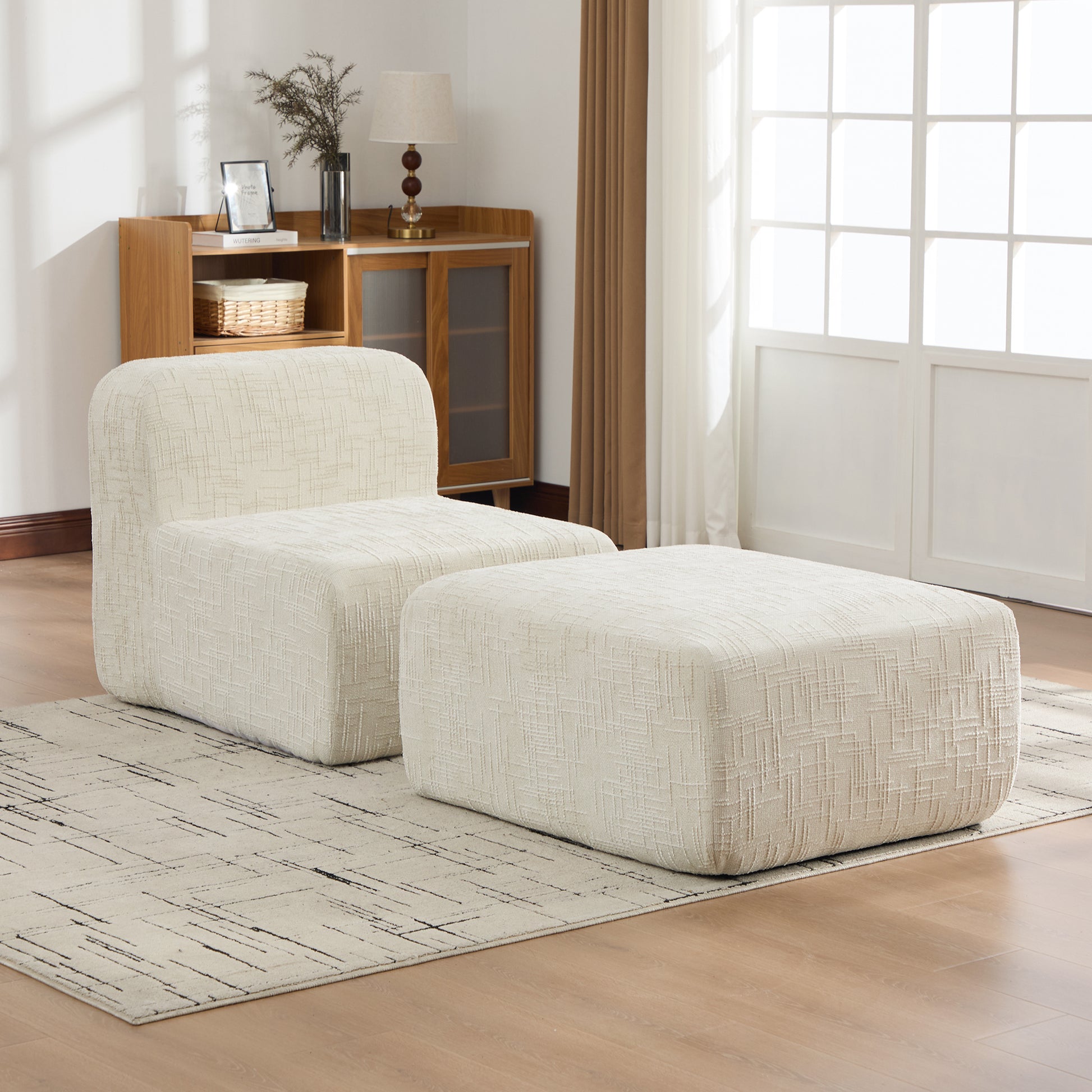 Gigab2b original image - Modulares Kompressionssofa aus Chenille-Stoff, gefüllt mit 30D hochelastischem Schaumstoff. Leicht zu bewegen und mit rutschfestem Boden, ideal für Wohnzimmer und andere Räume.Beige