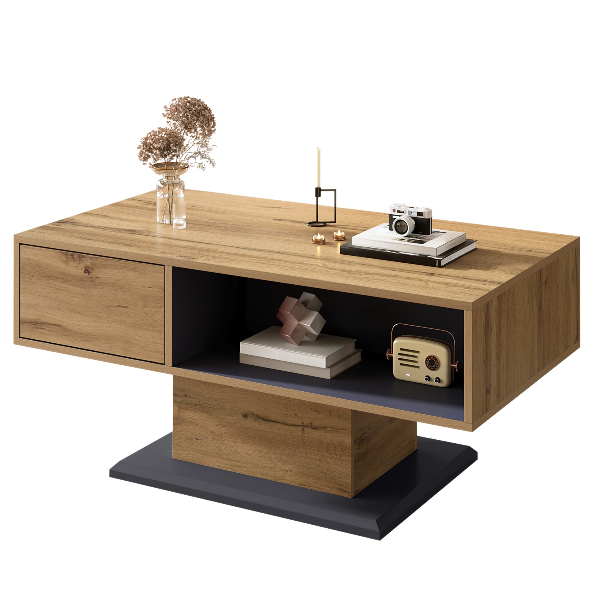 Gigab2b original image - Moderner Couchtisch mit doppelseitigem Stauraum, großem Ablagefach und zusätzlichem Innenfach – vielseitiger Wohnzimmertisch mit praktischem Ordnungsdesign
